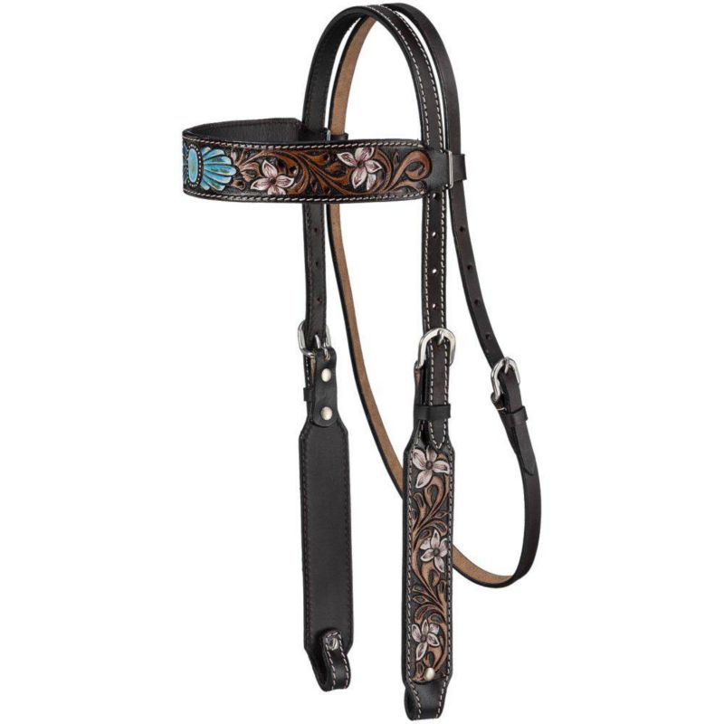 Silver Royal Faux Turq Stone Browband Headstall