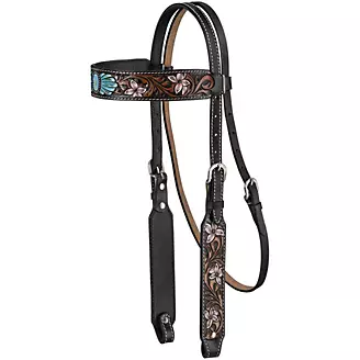 Silver Royal Faux Turq Stone Browband Headstall