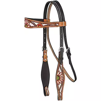 Silver Royal Coral Flower Brow Headstall