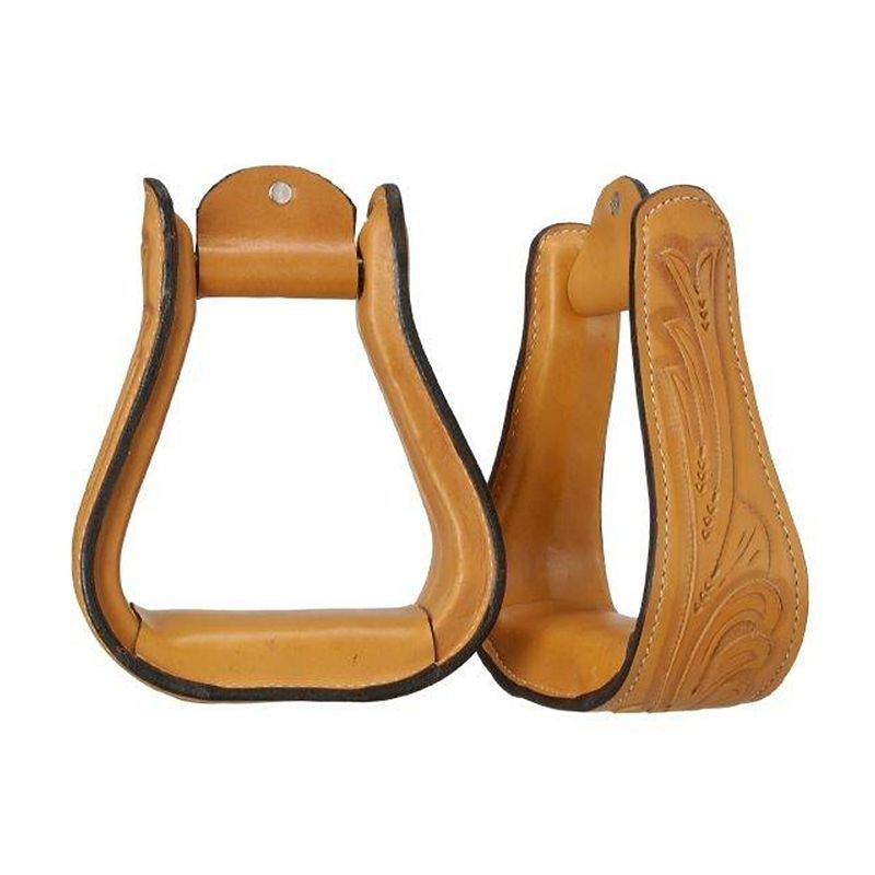 Royal King Embossed Leather Stirrups Dark Oil