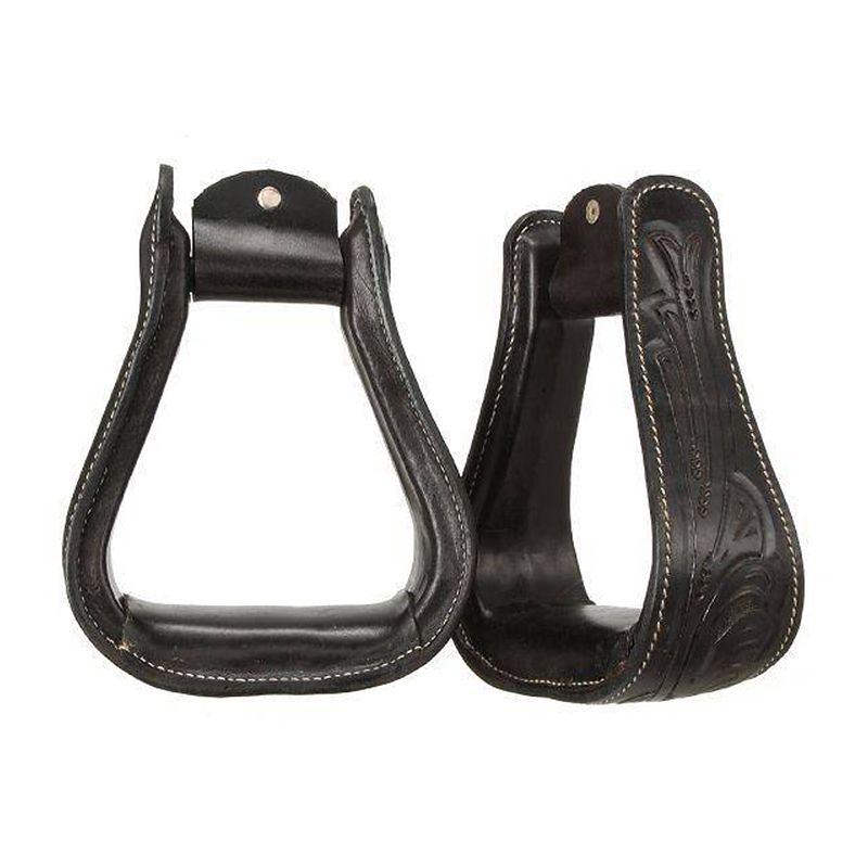 Royal King Embossed Leather Stirrups Black