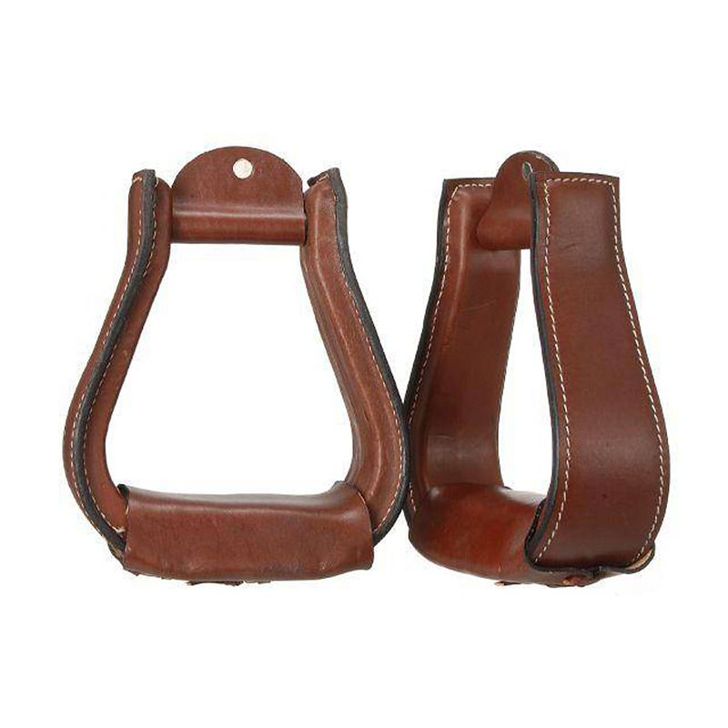 Tough1 Leather Covered Stirrups Dark Oil