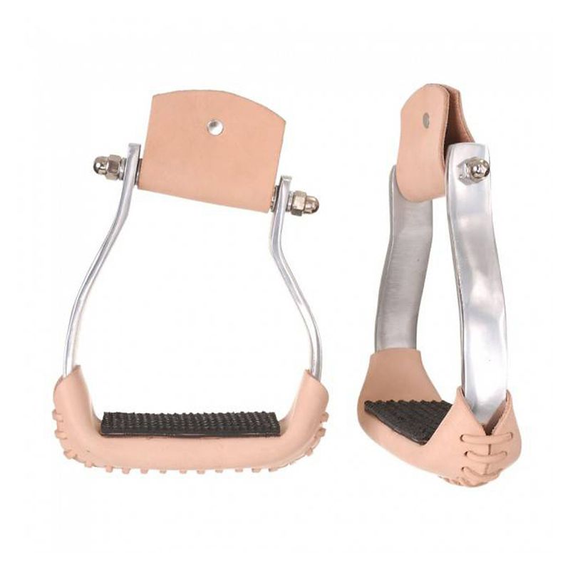 Tough1 Aluminum Angled Roper Stirrups 4in