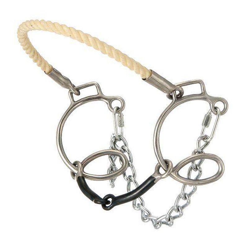 25025-0-0 Tough1 6 Cheek Sweet Iron Snaffle Rope N Nose Bit sku 25025-0-0