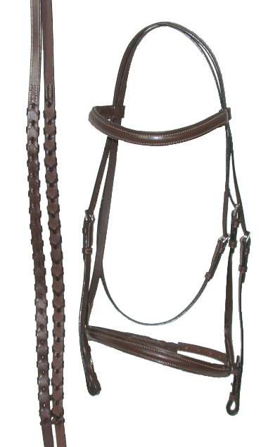 Plain Raised Padded Bridle w/Laced Reins Pony Hava