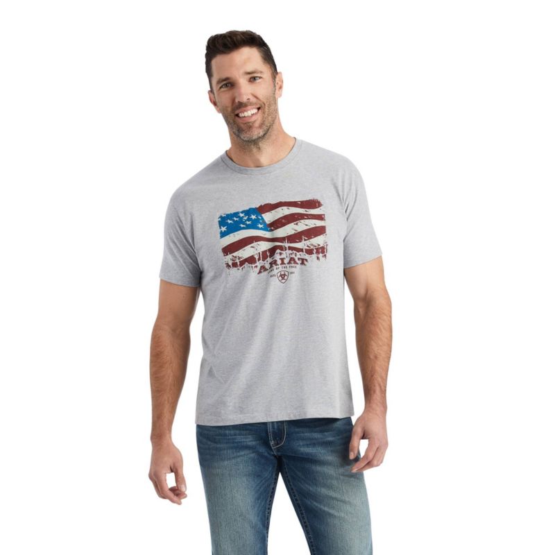 Ariat Mens Flagscape TShirt XL Heather Grey OverstockSale
