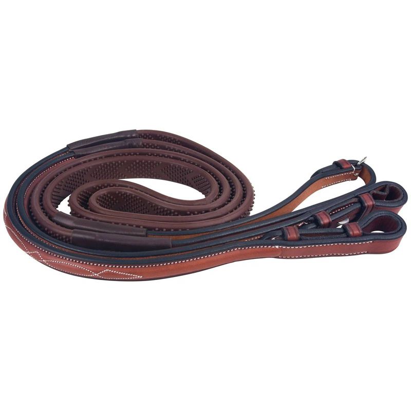 4092F M. Toulouse Raised Rubber Reins Full Cognac sku 4092F