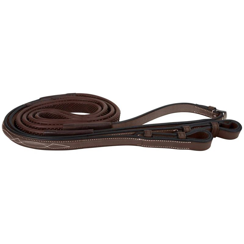 4091F M. Toulouse Raised Rubber Reins Full Chocolate sku 4091F