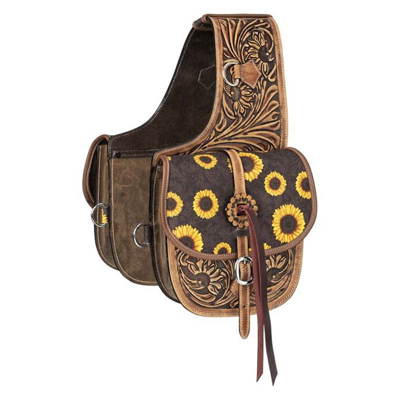 Tough1 Leather Saddle Bag Prints Sunflower