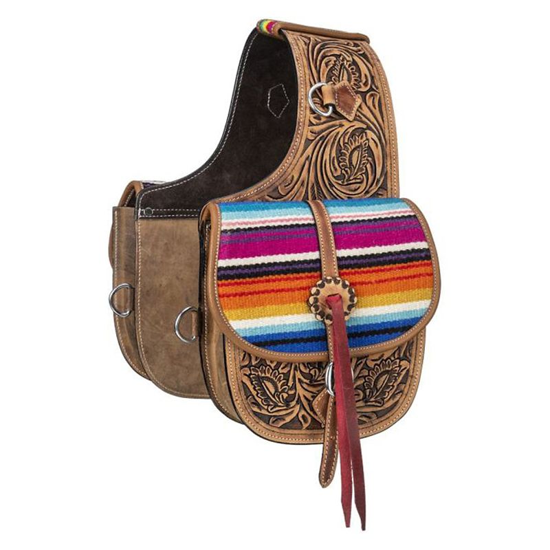 61-8080-77-0 Tough1 Leather Saddle Bag Woven Serape sku 61-8080-77-0