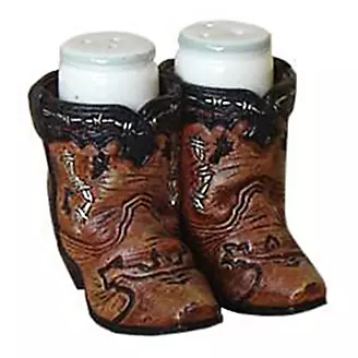 Gift Corral Cowboy Boots Salt And Pepper SetBk/Wh