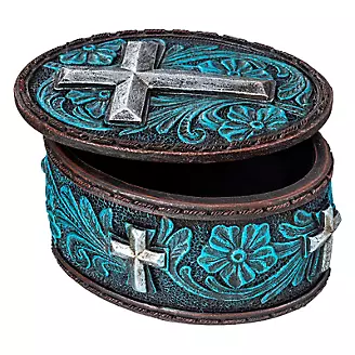 Gift Corral Tooled Cross Trinket Box