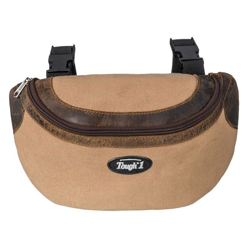 Tough1 Canvas Pommel Bag Leather Accents Tan/Brown