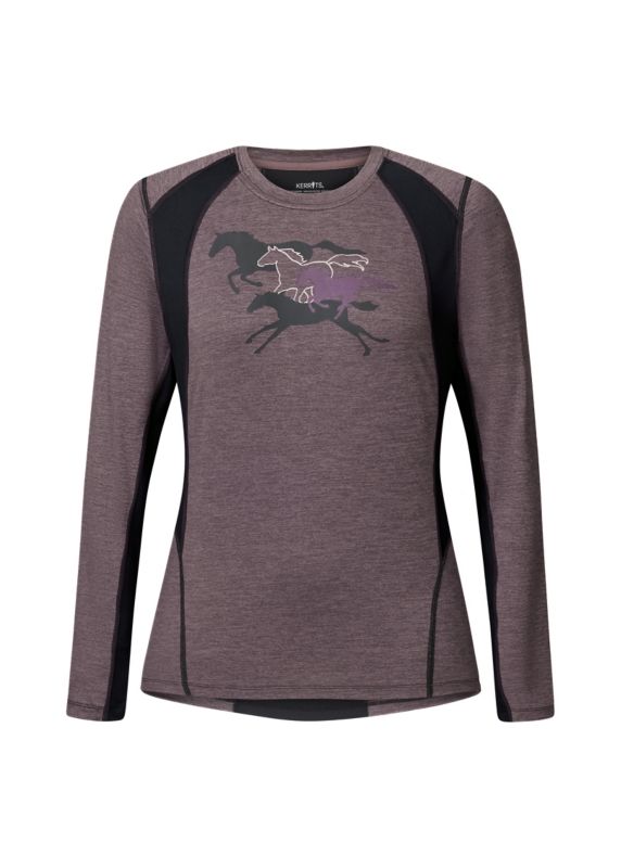 Haut Technique Manches Longues Kerrits Pour Femme, Gris, Petite Taille – Idéal Comme Base Layer
