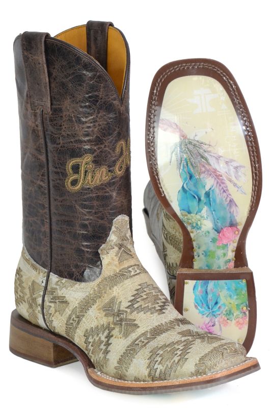Tin Haul Ladies Sign of the Sun Boots 10 Brown