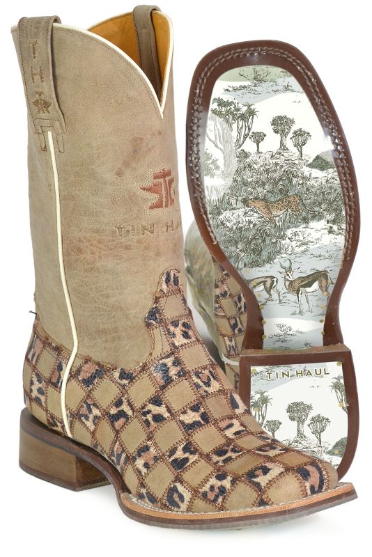 Tin Haul Ladies Cheetah Chick Boots 10 Tan