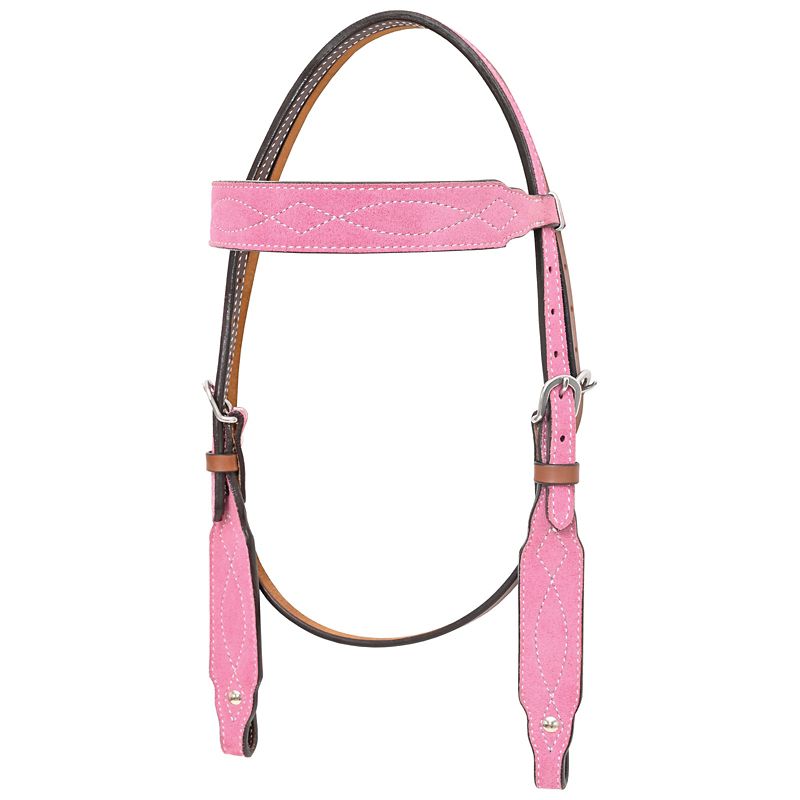 Circle Y Marfa Lights Suede Browband Pink