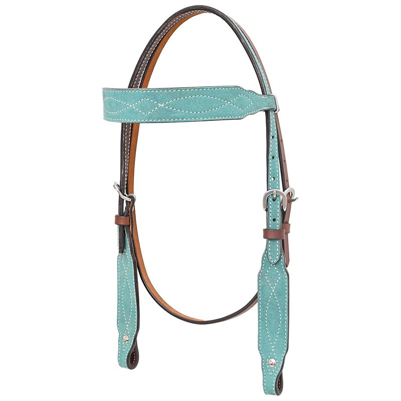 Circle Y Marfa Lights Suede Browband Teal