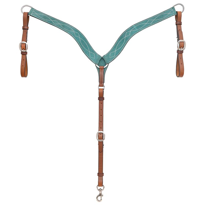 Circle Y Marfa Lights Suede Breast Collar Teal