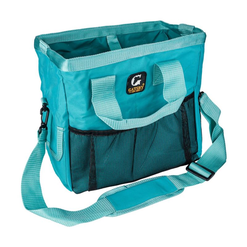 Gatsby Nylon Grooming Tote Bag Mesh Bottom Teal