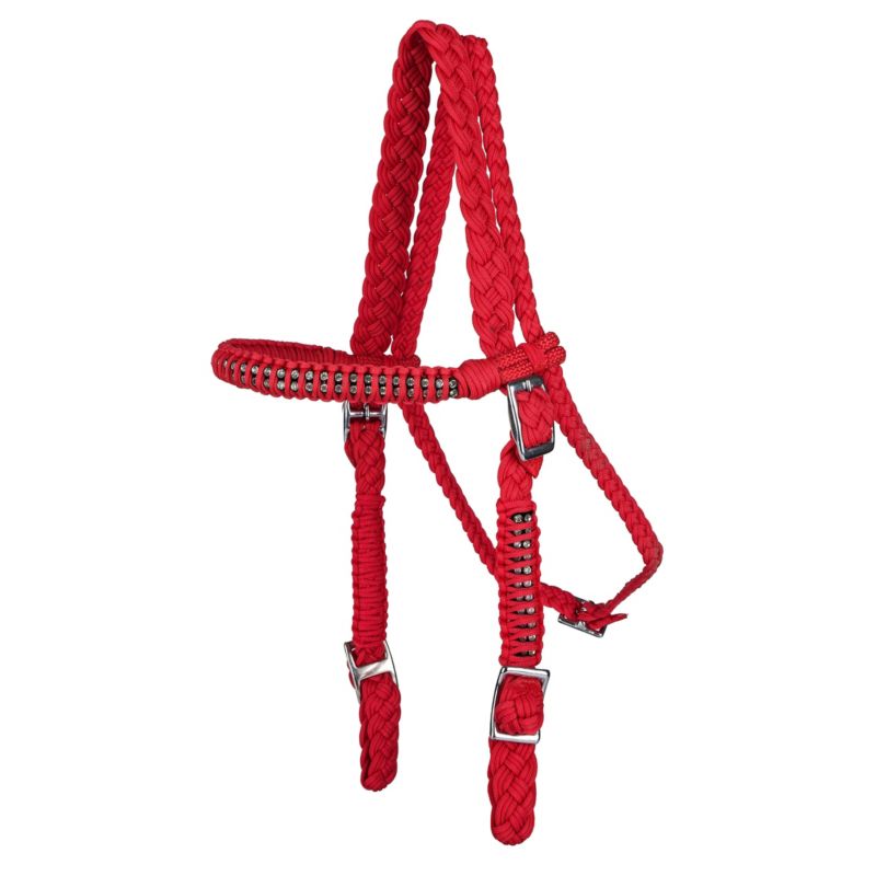 Tabelo Cord Headstall w/Stones Red