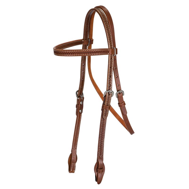 24164-CHESTNUT-HORSE Tabelo Browband Headstall w/Tooling Chestnut sku 24164-CHESTNUT-HORSE