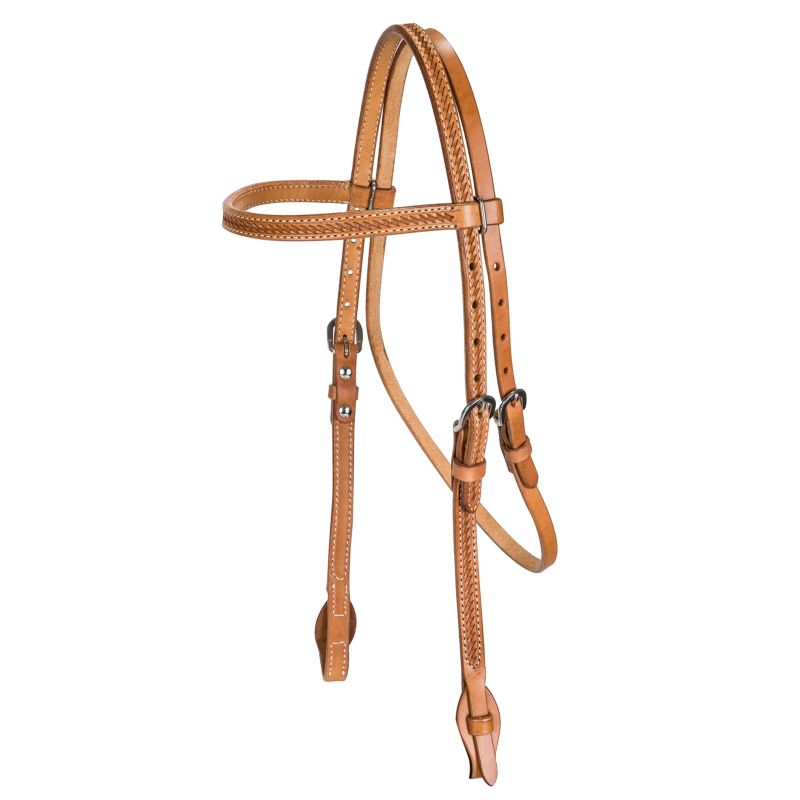 24164-LIGHTOIL-HORSE Tabelo Browband Headstall w/Tooling Light Oil sku 24164-LIGHTOIL-HORSE