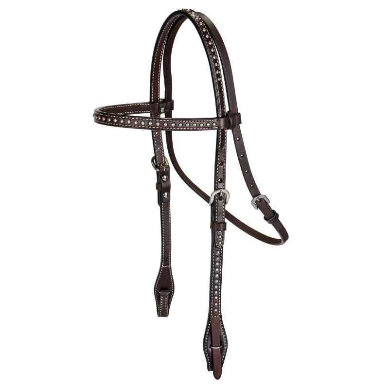 Tabelo Browband Headstall with SS Spots Brown