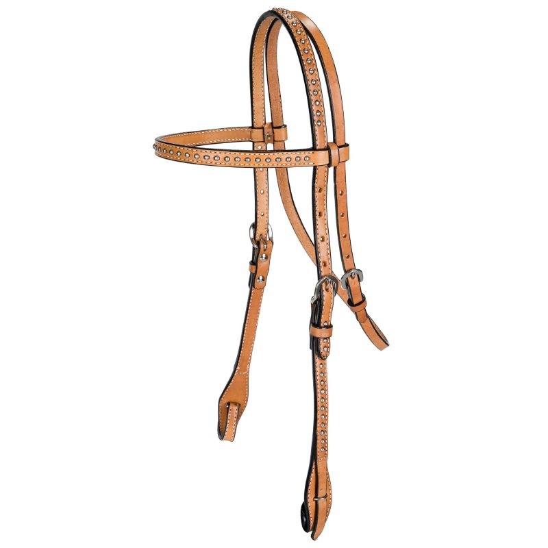 24175-LIGHTOIL-HORSE Tabelo Browband Headstall with SS Spots Light Oil sku 24175-LIGHTOIL-HORSE