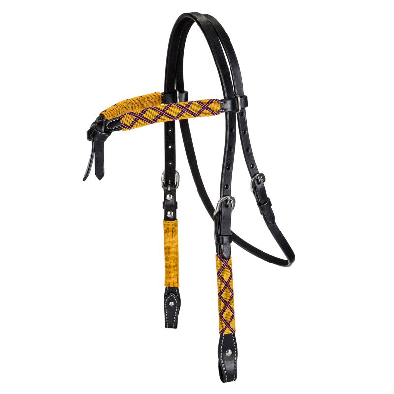 24167 Tabelo Crossover Headstall w/Beads Black sku 24167