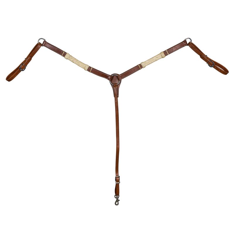 56190-CHESTNUT-HORSE Tabelo Breast Collar w/Rawhide Trim Chestnut sku 56190-CHESTNUT-HORSE