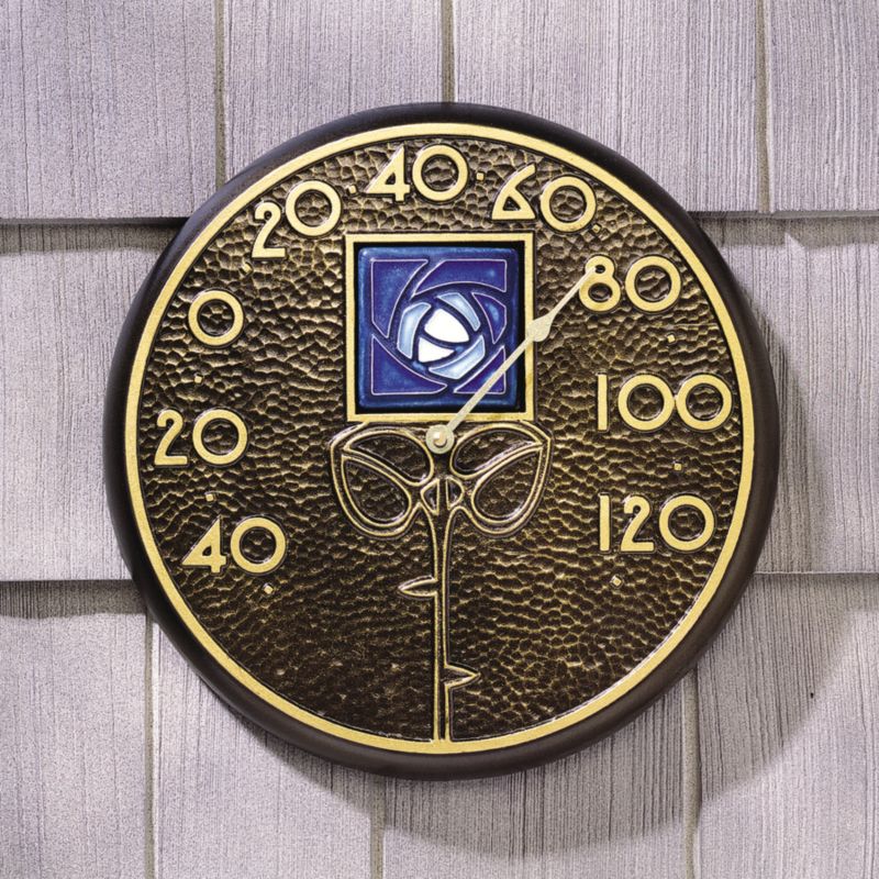 French Bronze Hunter Rose Thermometer