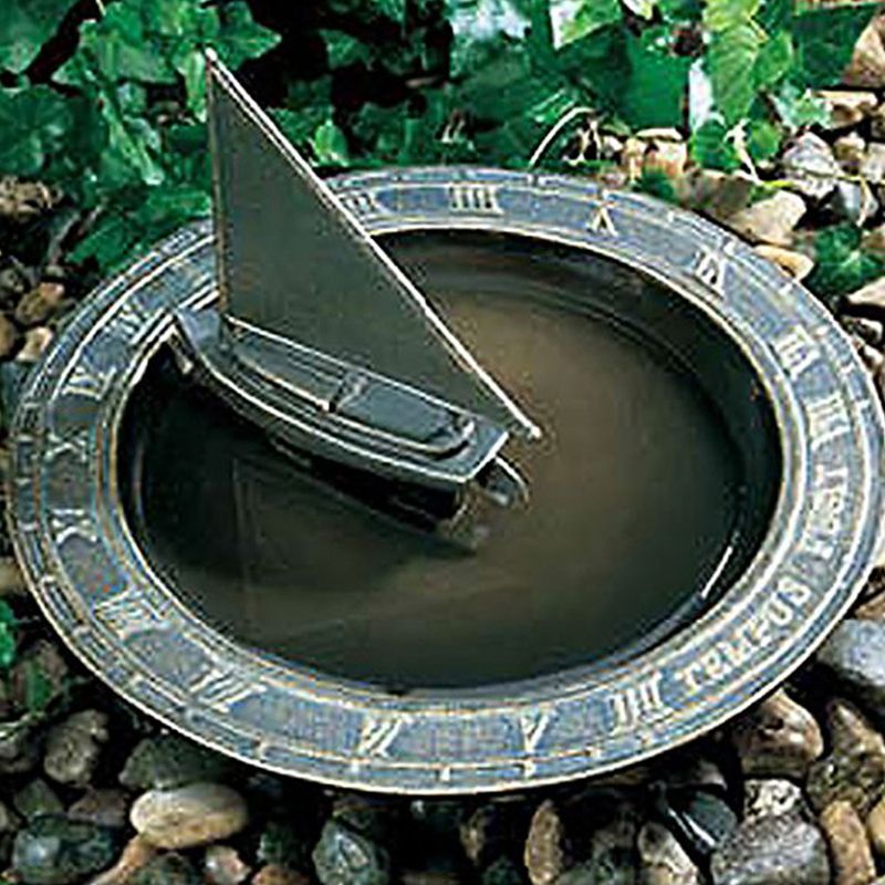 Sailboat Sundial Birdbath Weathered Bronze