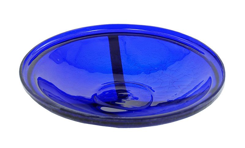 14In Crackle Glass Bowl Cobalt Blue