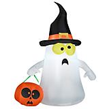 Gemmy Halloween Airblown Ghost with Witch Hat
