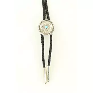 Double S Boys Floral Stone Bolo Silver Turquoise