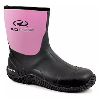 Roper Ladies Neoprene Barn Boots 8 Blk Pnk