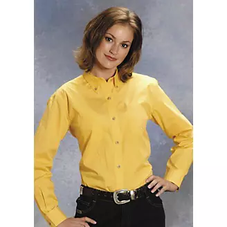 Roper Button Down Collar Shirt Ladies Yellow