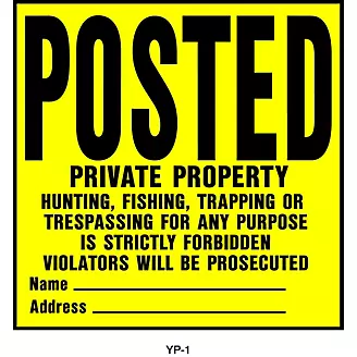 Posted Private Property Property Sign 11X11In Ylw