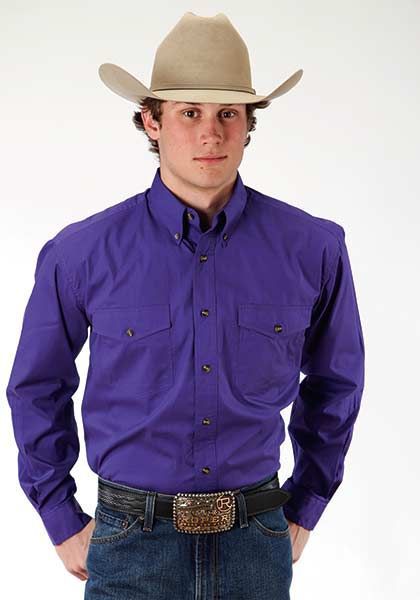 Roper Mens Poplin Western LS Button Shirt