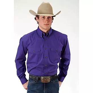 Roper Mens Poplin Western LS Button Shirt