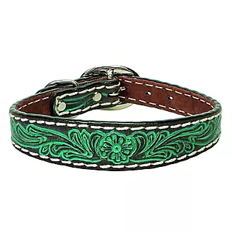 Weaver Carved Turquoise Flower Dog Collar