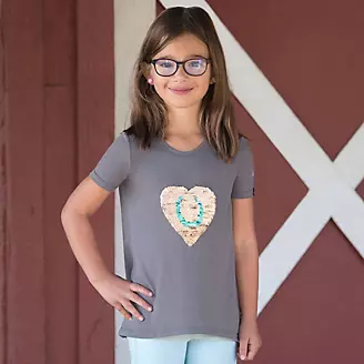 Irideon Kids Sequin Heart Tee Shirt L Dove Gray