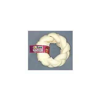Rawhide Braided Donut Treat For Dogs 3.25x9x2 Wht