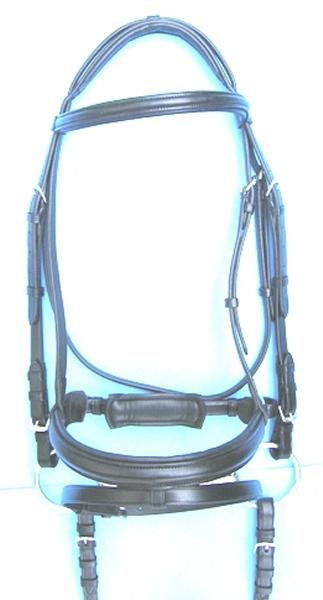 Pro-Trainer Crank Dressage Bridle w/Flash Horse Bl