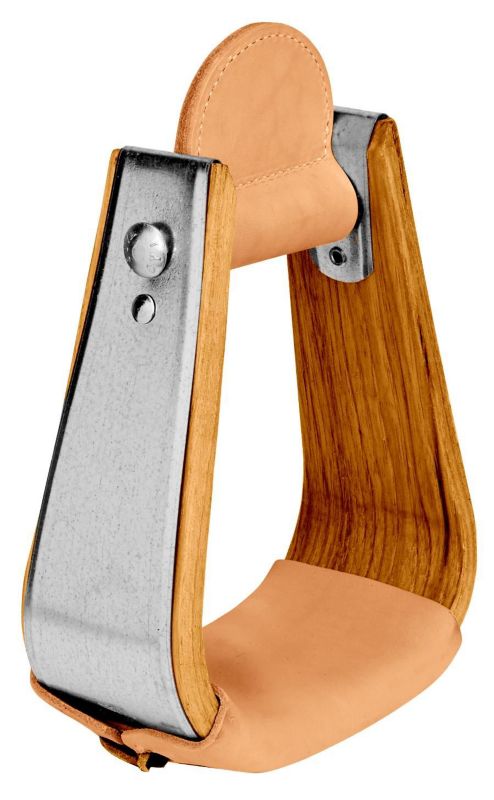 Weaver Visualia Wooden Stirrups - 5.25" Width, 3" Neck, Hickory With Galvanized Metal