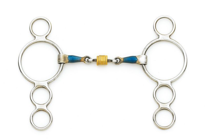 Centaur SS 3 Ring Gag W/ Loose Copper Roller Disks