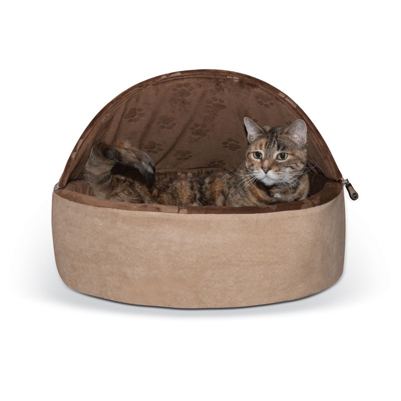 KH Mfg Self-Warming Choc Hooded Kitty Bed Small