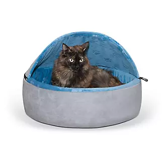 KH Mfg Self-Warming Blue Hooded Kitty Bed