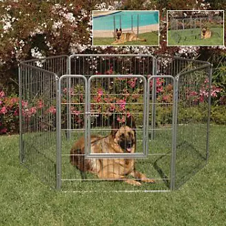 Precision Pet Courtyard Dog Kennel 38in Silver